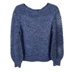 Tommy Bahama Shimmer Baloon Sleeve Sweater Womens Size XS Navy Blue